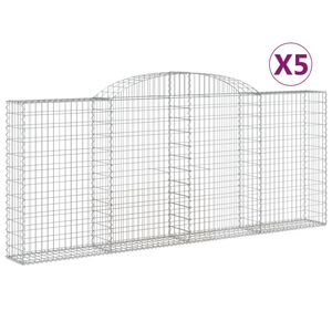 vidaXL Габионни кошници арка 5 бр 300x30x120/140см поцинковано желязо