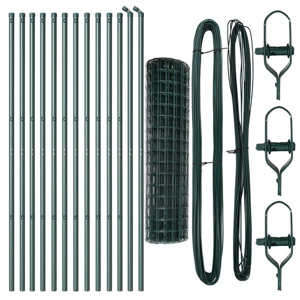 vidaXL Ограда с пост Зелен 1,2 x 25 m Стомана и PVC