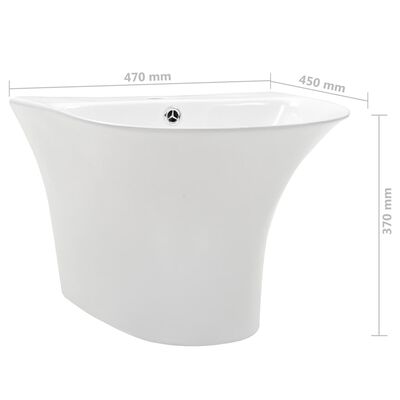 vidaXL Керамична мивка за стенен монтаж, бяла, 470x450x370 мм