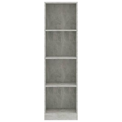 vidaXL 4-етажна библиотека, бетонно сиво, 40x24x142 см, ПДЧ