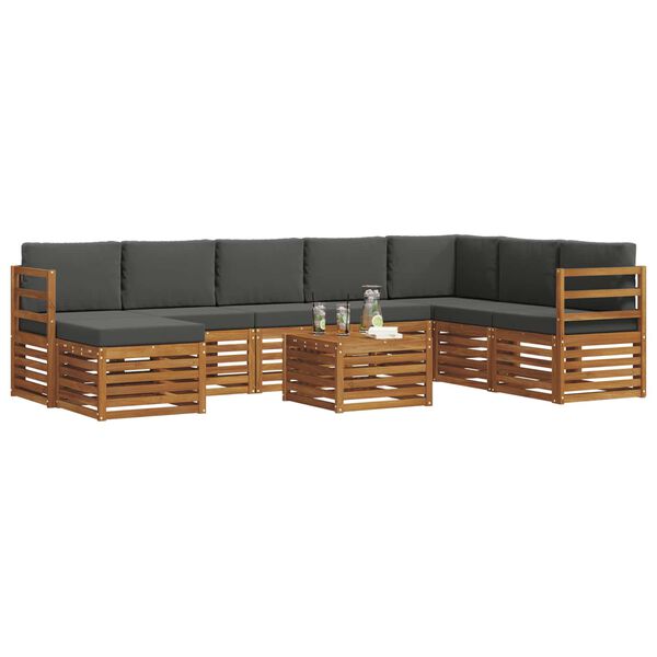 vidaXL Комплекти дивани с възглавница 9 pcs Натурален и Антрацит