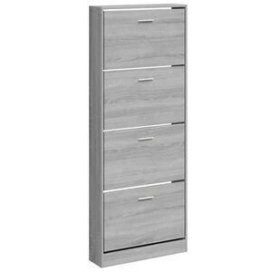 vidaXL Шкаф за обувки, сив сонома, 59x17x150 см, инженерно дърво