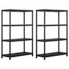 vidaXL Стелажи за съхранение 2 бр черни 220 кг 90x40x138 см пластмаса