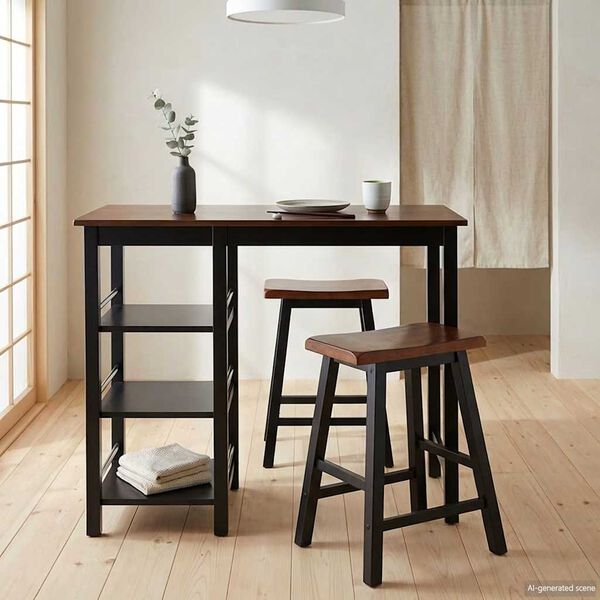 vidaXL Бар комплект, 3 части, МДФ, черен