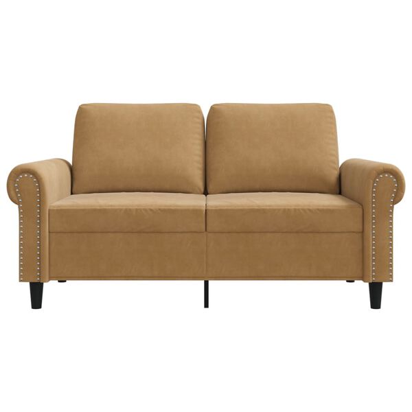vidaXL 2-местен диван, кафяв, 120 см, кадифе