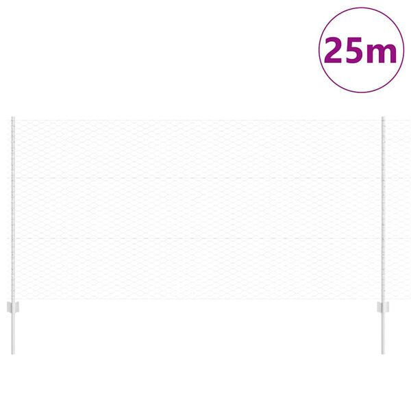 vidaXL Ограда с пост Сребрист 1,2 x 25 m Стомана