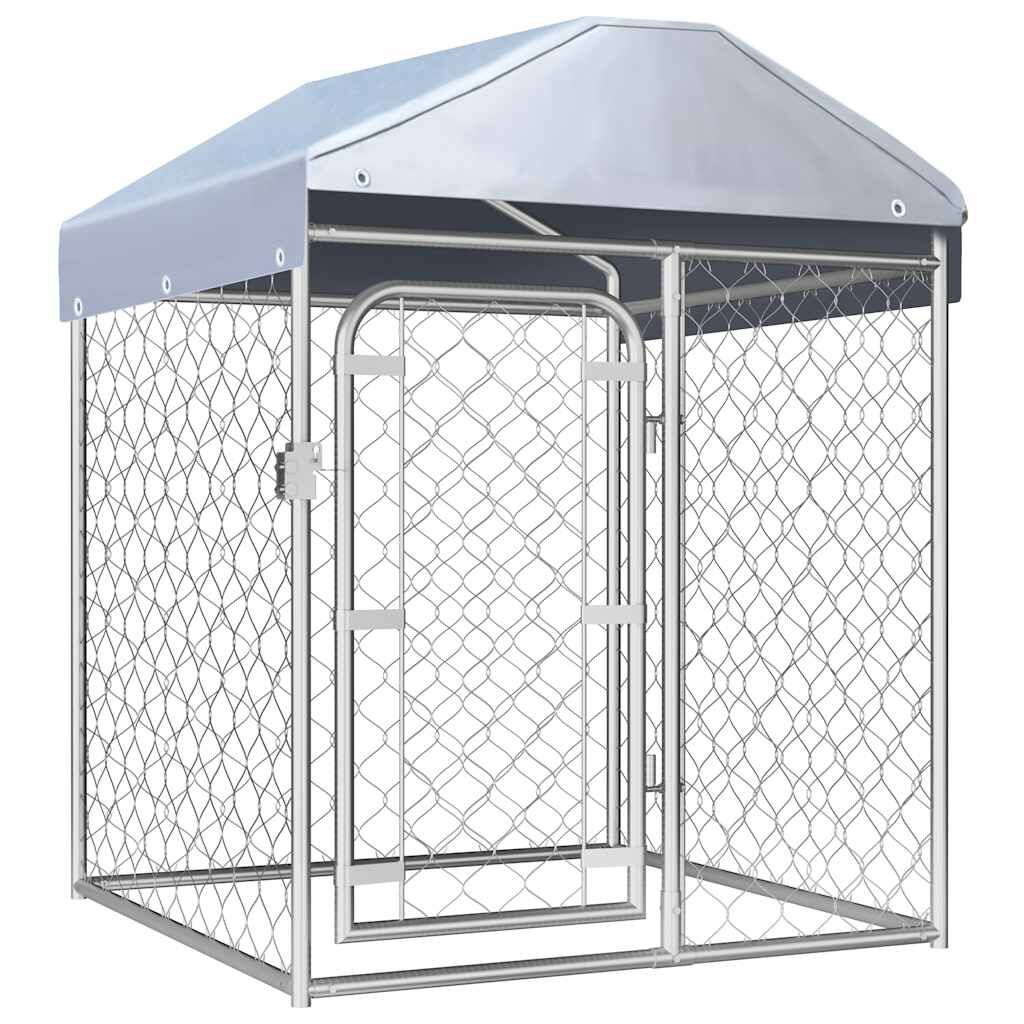 vidaXL Външна клетка за кучета с покрив, 100x100x125 см