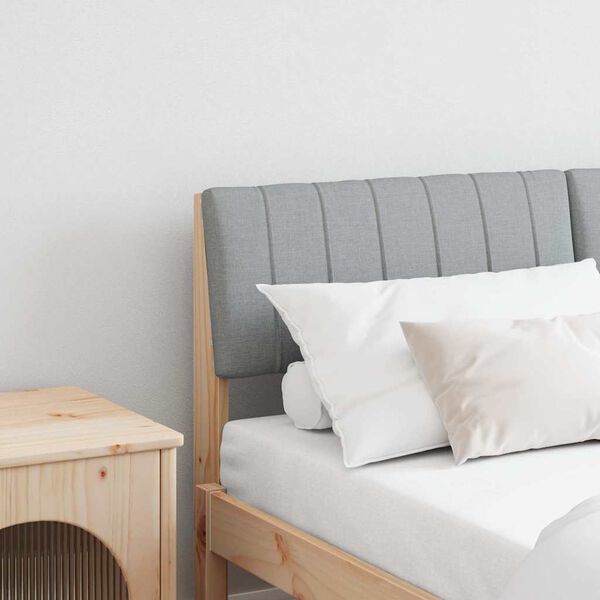 vidaXL Тапицирана табла Светлосиво 135 cm Солидно борово дърво