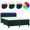 vidaXL Боксспринг легло с матрак и LED, тъмнозелено, 140x190см, кадифе