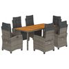 vidaXL Градински трапезен комплект 7 части с възглавници сив полиратан