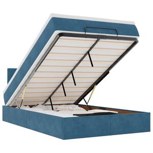 vidaXL Османска легло с матрак и LED, тъмносиньо, 120x200 см, кадифе