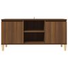 vidaXL ТВ шкаф с крака от масивно дърво, кафяв дъб, 103,5x35x50 см