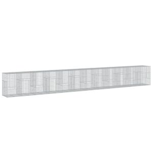 vidaXL Габионна кошница с покритие, 1200x100x150см, поцинковано желязо