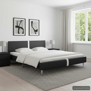 vidaXL Рамка за легло, черна, изкуствена кожа, 120x200 cм
