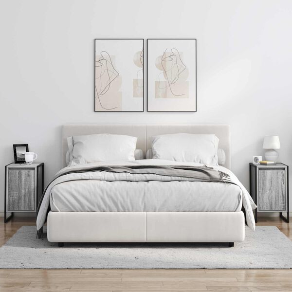 vidaXL Нощно шкафче Сив Сонома 39,5 x 30 x 50 см Инженерно дърво