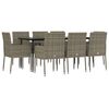 vidaXL Градински трапезен комплект 9 части с възглавници сив полиратан