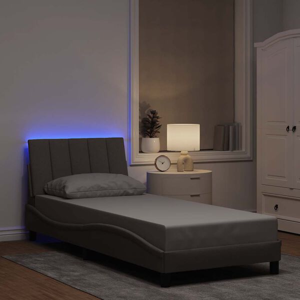 vidaXL Рамка за легло без матрак Hanko, таупе, 80x200 см, плат