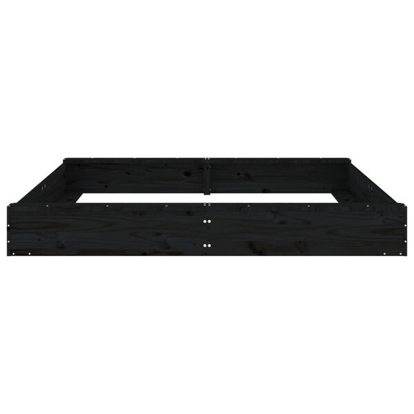 vidaXL Пясъчник със седалки, черен, квадратен, масивна дървесина бор