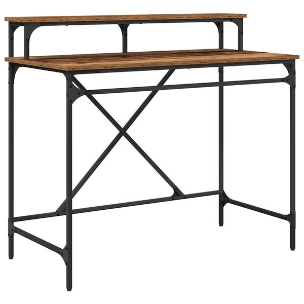 vidaXL Бюро Старо дърво 100 x 50 x 90 cm Инженерно дърво