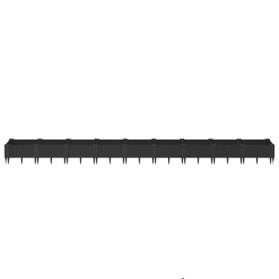 vidaXL Градинска кашпа с колчета, черна, 362,5x42,5x28,5 см, PP