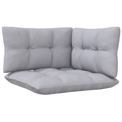 vidaXL 2-местен градински диван със сиви възглавници, бор масив