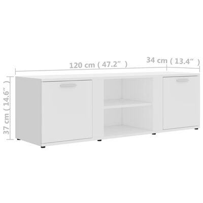 vidaXL ТВ шкаф, бял, 120x34x37 см, ПДЧ