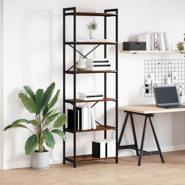 vidaXL Рафт за книги Димян дъб 40 x 30 x 85 см Инженерно дърво