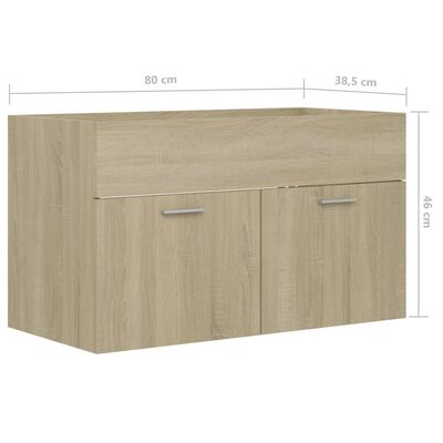 vidaXL Долен шкаф за мивка, дъб сонома, 80x38,5x46 см, ПДЧ