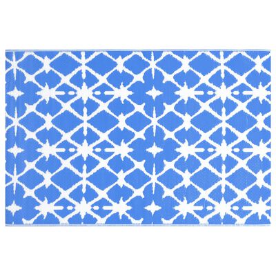 vidaXL Килим за открито, синьо и бяло, 120x180 см, PP