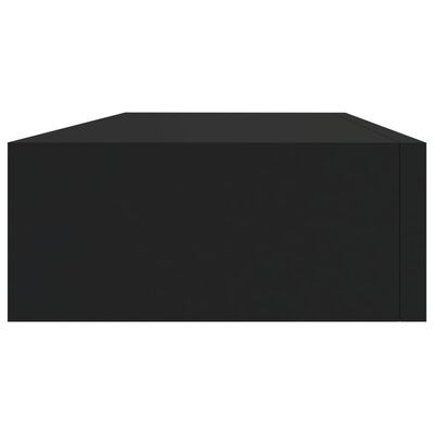 vidaXL Стенен рафт с чекмедже, черен, 60x23,5x10 см, МДФ