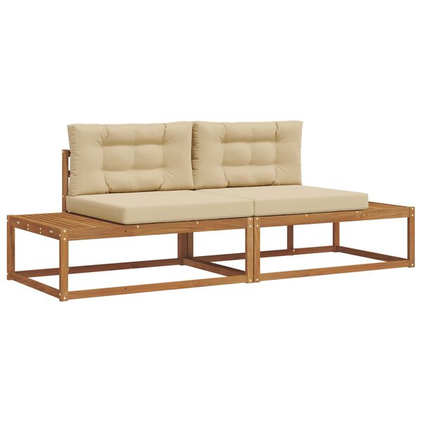 vidaXL Комплект дивани за открито 2 Брой Натурален и Бежов
