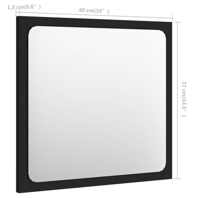 vidaXL Огледало за баня, черно, 40x1,5x37 см, ПДЧ