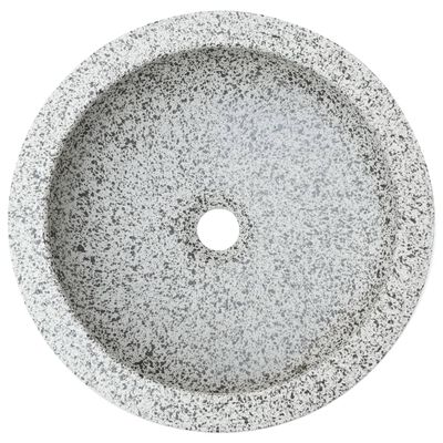 vidaXL Мивка за плот, сива, кръгла, Φ41x14 см, керамика