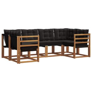 vidaXL Комплект дивани за открито 6 pcs Естествено и черно