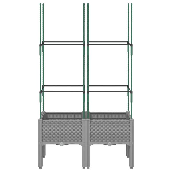 vidaXL Градински сандък с пергола, светлосив, 80x40x142,5 см, PP