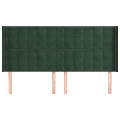 vidaXL Горна табла за легло с уши, тъмнозелена,163x16x118/128см,кадифе