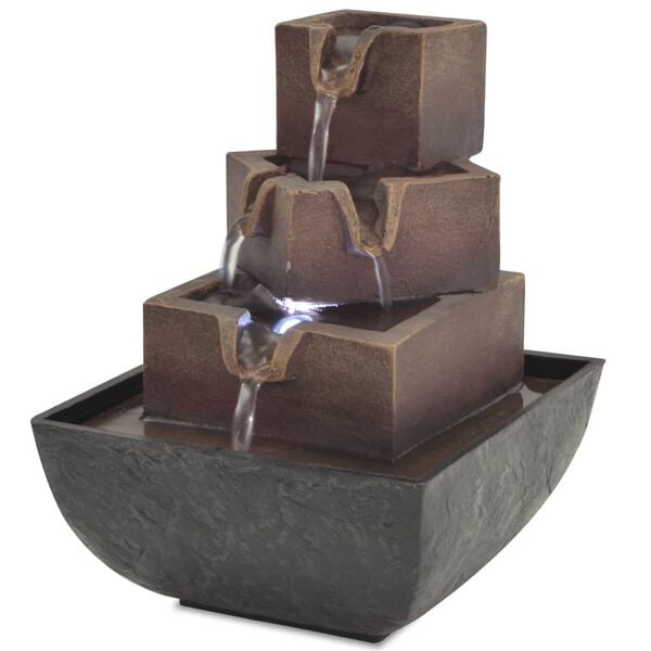 vidaXL Вътрешен фонтан с LED осветление, полирезин