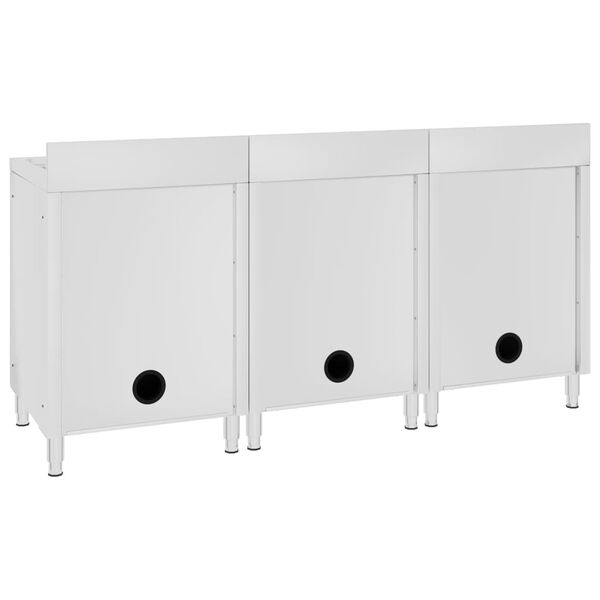 vidaXL Търговски кухненски шкафове за мивки 3 бр неръждаема стомана