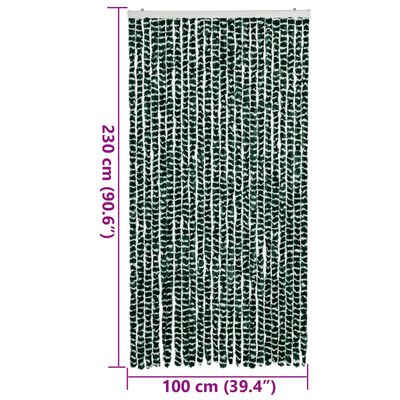 vidaXL Ресни за врата против мухи, зелено и бяло, 100x230 см, шенил