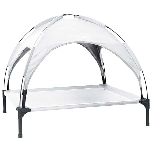 vidaXL Кучешко легло Сребристо сиво 90 x 81 x 80,5 см Стомана