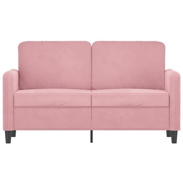 vidaXL 2-местен диван, розов, 120 см, кадифе