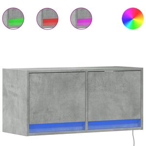 vidaXL Стенен ТВ шкаф с LED осветление, бетонно сив, 80x31x38 см