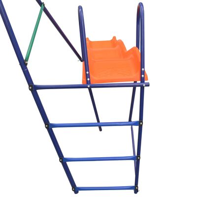 vidaXL Комплект люлка и пързалка с 3 оранжеви седалки