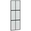 vidaXL Плъзгаща се врата, черна, 76x205 см, закалено стъкло и алуминий