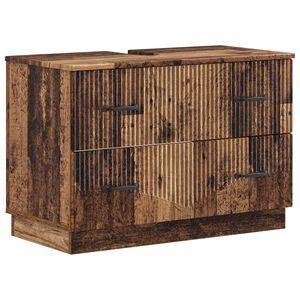 vidaXL Шкаф за мивка в баня HOORN Старо дърво 82 x 41 x 56 см