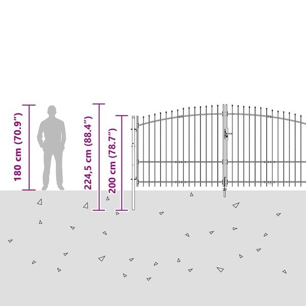 vidaXL Градинска врата с заключване Сив 100 x 400 cm Стомана
