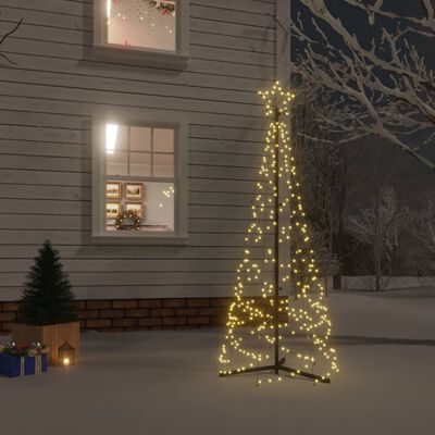 vidaXL Коледна елха конус, топло бяло, 200 LED, 70x180 см