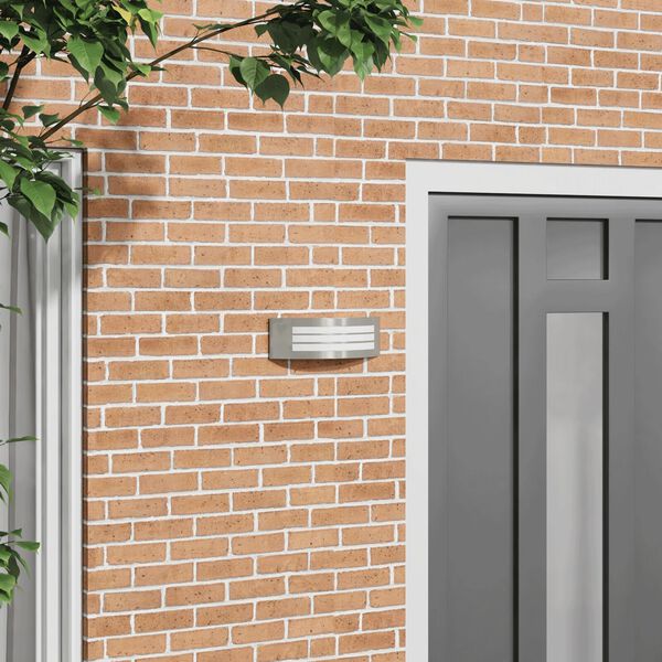 vidaXL Външна стенна лампа Сребрист 32 x 10 x 10 см Неръждаема стомана