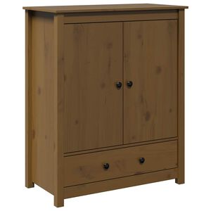 vidaXL Висок шкаф, меденокафяв, 83x41,5x100 см, бор масив