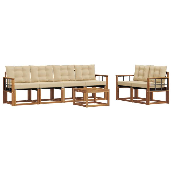 vidaXL Комплект дивани за открито 7 pcs Натурален и Бежов